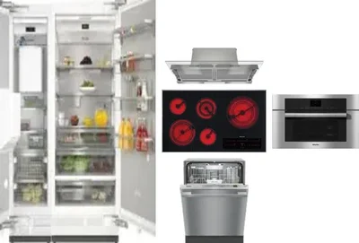 6 Piece Package Includes Refrigerator, Freezer, Cooktop, Wall Oven, Hood And Dishwasher