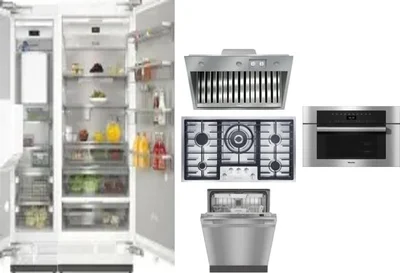 6 Piece Package Includes Refrigerator, Freezer, Cooktop, Wall Oven, Hood And Dishwasher