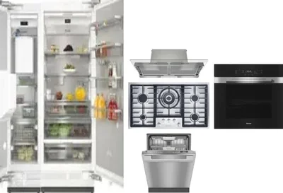 6 Piece Package Includes Refrigerator, Freezer, Cooktop, Wall Oven, Hood And Dishwasher