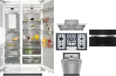 6 Piece Package Includes Refrigerator, Freezer, Cooktop, Wall Oven, Hood And Dishwasher