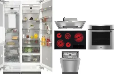 6 Piece Package Includes Refrigerator, Freezer, Cooktop, Wall Oven, Hood And Dishwasher