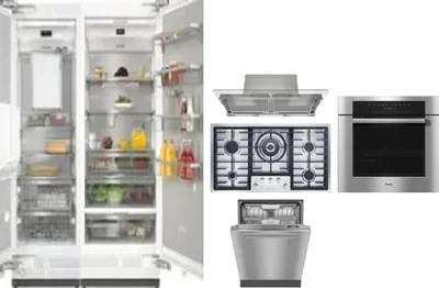 6 Piece Package Includes Refrigerator, Freezer, Cooktop, Wall Oven, Hood And Dishwasher