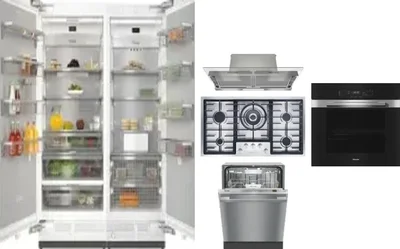 6 Piece Package Includes Refrigerator, Freezer, Cooktop, Wall Oven, Hood And Dishwasher