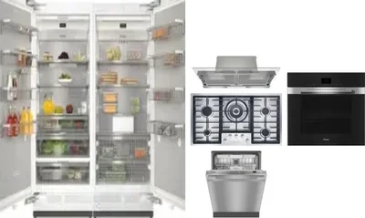 6 Piece Package Includes Refrigerator, Freezer, Cooktop, Wall Oven, Hood And Dishwasher