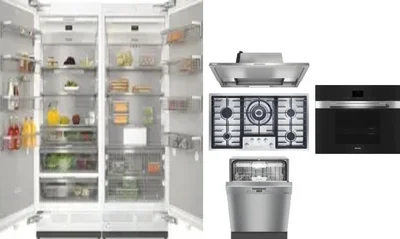 6 Piece Package Includes Refrigerator, Freezer, Cooktop, Wall Oven, Hood And Dishwasher