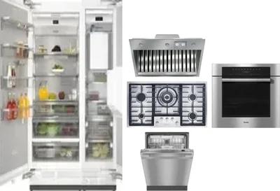 6 Piece Package Includes Refrigerator, Freezer, Cooktop, Wall Oven, Hood And Dishwasher