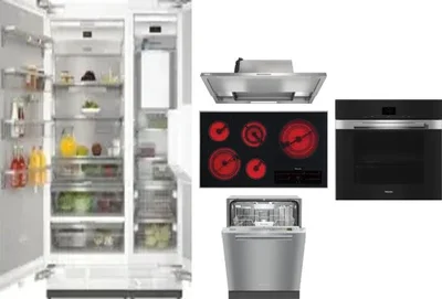 6 Piece Package Includes Refrigerator, Freezer, Cooktop, Wall Oven, Hood And Dishwasher