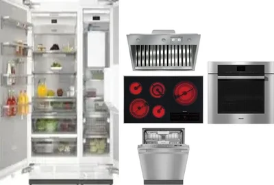 6 Piece Package Includes Refrigerator, Freezer, Cooktop, Wall Oven, Hood And Dishwasher