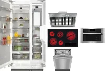 6 Piece Package Includes Refrigerator, Freezer, Cooktop, Wall Oven, Hood And Dishwasher
