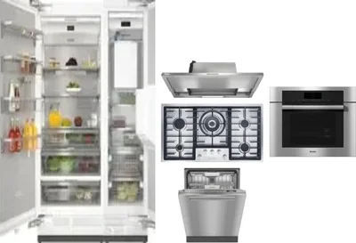 6 Piece Package Includes Refrigerator, Freezer, Cooktop, Wall Oven, Hood And Dishwasher