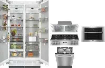 6 Piece Package Includes Refrigerator, Freezer, Cooktop, Wall Oven, Hood And Dishwasher