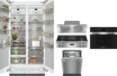 6 Piece Package Includes Refrigerator, Freezer, Cooktop, Wall Oven, Hood And Dishwasher