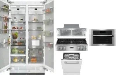 6 Piece Package Includes Refrigerator, Freezer, Cooktop, Wall Oven, Hood And Dishwasher