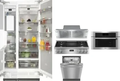 6 Piece Package Includes Refrigerator, Freezer, Cooktop, Wall Oven, Hood And Dishwasher
