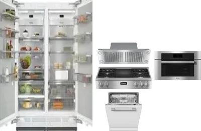 6 Piece Package Includes Refrigerator, Freezer, Cooktop, Wall Oven, Hood And Dishwasher