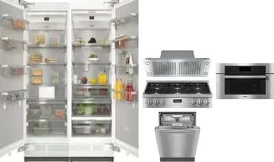 6 Piece Package Includes Refrigerator, Freezer, Cooktop, Wall Oven, Hood And Dishwasher
