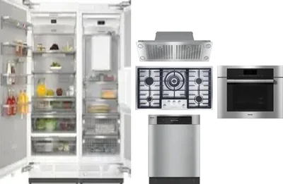 6 Piece Package Includes Refrigerator, Freezer, Cooktop, Wall Oven, Hood And Dishwasher