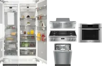6 Piece Package Includes Refrigerator, Freezer, Cooktop, Wall Oven, Hood And Dishwasher
