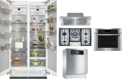 6 Piece Package Includes Refrigerator, Freezer, Cooktop, Wall Oven, Hood And Dishwasher