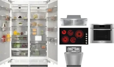 6 Piece Package Includes Refrigerator, Freezer, Cooktop, Wall Oven, Hood And Dishwasher