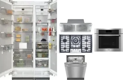 6 Piece Package Includes Refrigerator, Freezer, Cooktop, Wall Oven, Hood And Dishwasher