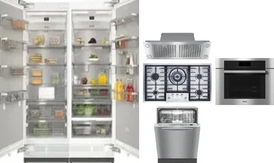 6 Piece Package Includes Refrigerator, Freezer, Cooktop, Wall Oven, Hood And Dishwasher