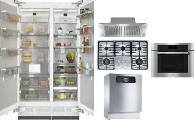 6 Piece Package Includes Refrigerator, Freezer, Cooktop, Wall Oven, Hood And Dishwasher