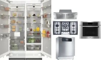 6 Piece Package Includes Refrigerator, Freezer, Cooktop, Wall Oven, Hood And Dishwasher