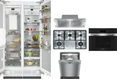 6 Piece Package Includes Refrigerator, Freezer, Cooktop, Wall Oven, Hood And Dishwasher