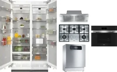 6 Piece Package Includes Refrigerator, Freezer, Cooktop, Wall Oven, Hood And Dishwasher