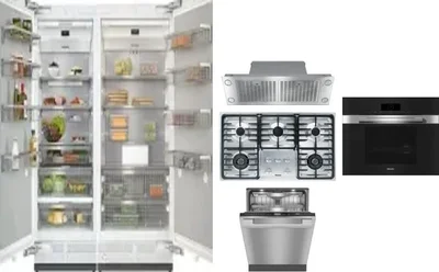 6 Piece Package Includes Refrigerator, Freezer, Cooktop, Wall Oven, Hood And Dishwasher
