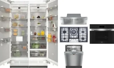 6 Piece Package Includes Refrigerator, Freezer, Cooktop, Wall Oven, Hood And Dishwasher