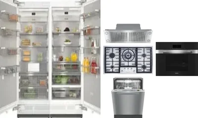 6 Piece Package Includes Refrigerator, Freezer, Cooktop, Wall Oven, Hood And Dishwasher