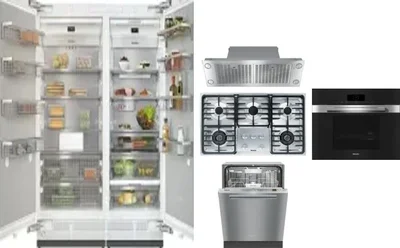 6 Piece Package Includes Refrigerator, Freezer, Cooktop, Wall Oven, Hood And Dishwasher