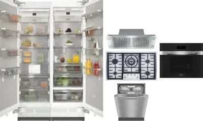 6 Piece Package Includes Refrigerator, Freezer, Cooktop, Wall Oven, Hood And Dishwasher