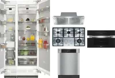 6 Piece Package Includes Refrigerator, Freezer, Cooktop, Wall Oven, Hood And Dishwasher