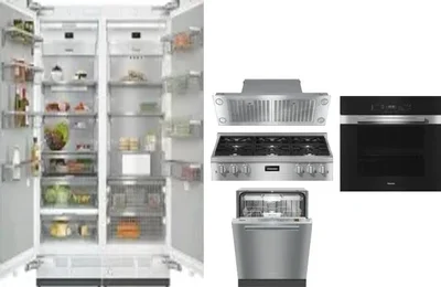 6 Piece Package Includes Refrigerator, Freezer, Cooktop, Wall Oven, Hood And Dishwasher
