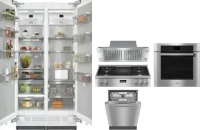 6 Piece Package Includes Refrigerator, Freezer, Cooktop, Wall Oven, Hood And Dishwasher