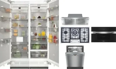 6 Piece Package Includes Refrigerator, Freezer, Cooktop, Wall Oven, Hood And Dishwasher