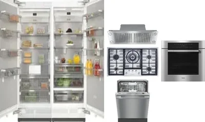 6 Piece Package Includes Refrigerator, Freezer, Cooktop, Wall Oven, Hood And Dishwasher