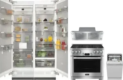 5 Piece Package Includes Refrigerator, Freezer, Range, Hood And Dishwasher