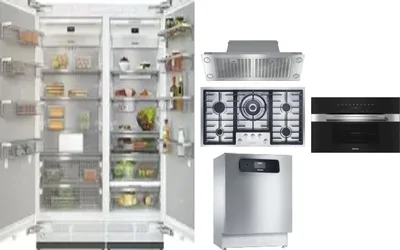 6 Piece Package Includes Refrigerator, Freezer, Cooktop, Wall Oven, Hood And Dishwasher