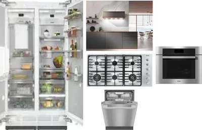 6 Piece Package Includes Refrigerator, Freezer, Cooktop, Wall Oven, Hood And Dishwasher