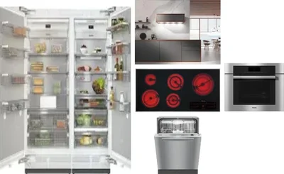 6 Piece Package Includes Refrigerator, Freezer, Cooktop, Wall Oven, Hood And Dishwasher