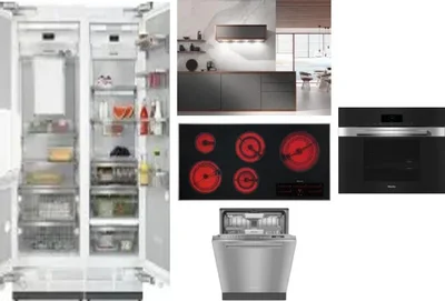 6 Piece Package Includes Refrigerator, Freezer, Cooktop, Wall Oven, Hood And Dishwasher