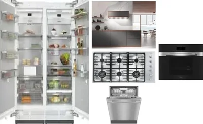 6 Piece Package Includes Refrigerator, Freezer, Cooktop, Wall Oven, Hood And Dishwasher