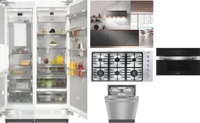6 Piece Package Includes Refrigerator, Freezer, Cooktop, Wall Oven, Hood And Dishwasher