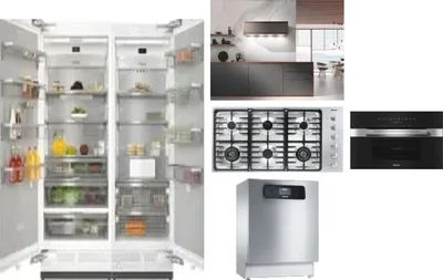 6 Piece Package Includes Refrigerator, Freezer, Cooktop, Wall Oven, Hood And Dishwasher