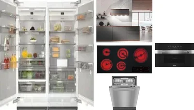 6 Piece Package Includes Refrigerator, Freezer, Cooktop, Wall Oven, Hood And Dishwasher