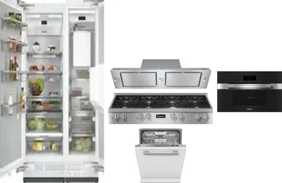 6 Piece Package Includes Refrigerator, Freezer, Cooktop, Wall Oven, Hood And Dishwasher